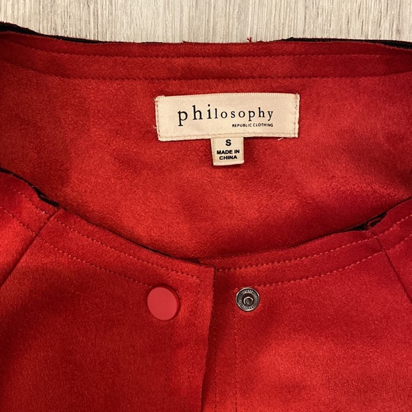 Philosophy | Red Faux Suede Snap Button Closure | Size S - Picture 3 of 5